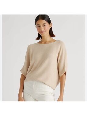 Quince Beige Cotton Cashmere Blend Dolman Sleeve Sweater
